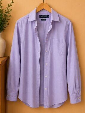 Lauren Ralph Lauren Men’s Lavender Plaid Non Iron Dress Shirt 15.5 32/33